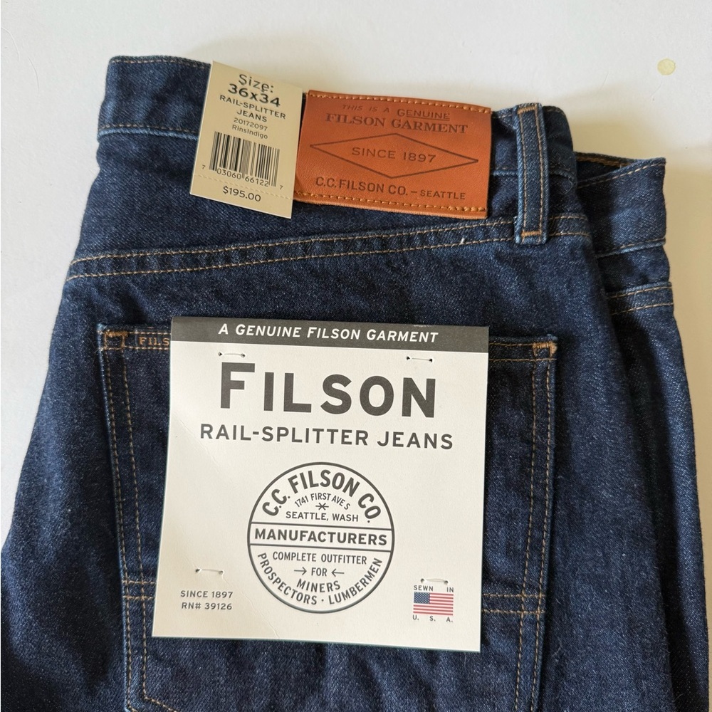 Filson Men's Rail-Splitter Jeans 36x34 - Dark Blue
